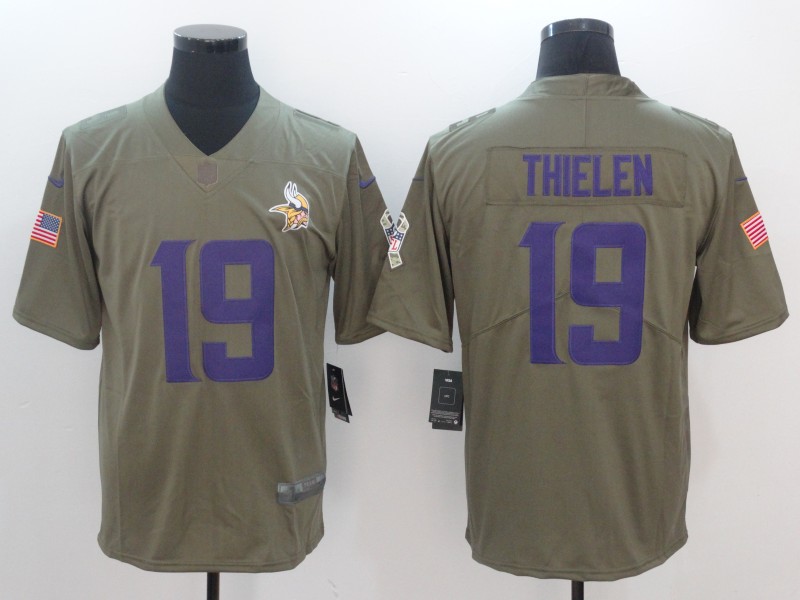 Men Minnesota Vikings #19 ThielenNike Olive Salute To Service Limited NFL Jerseys